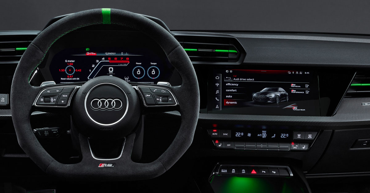 An image of the new 2021 Audi RS3 interior dashboard