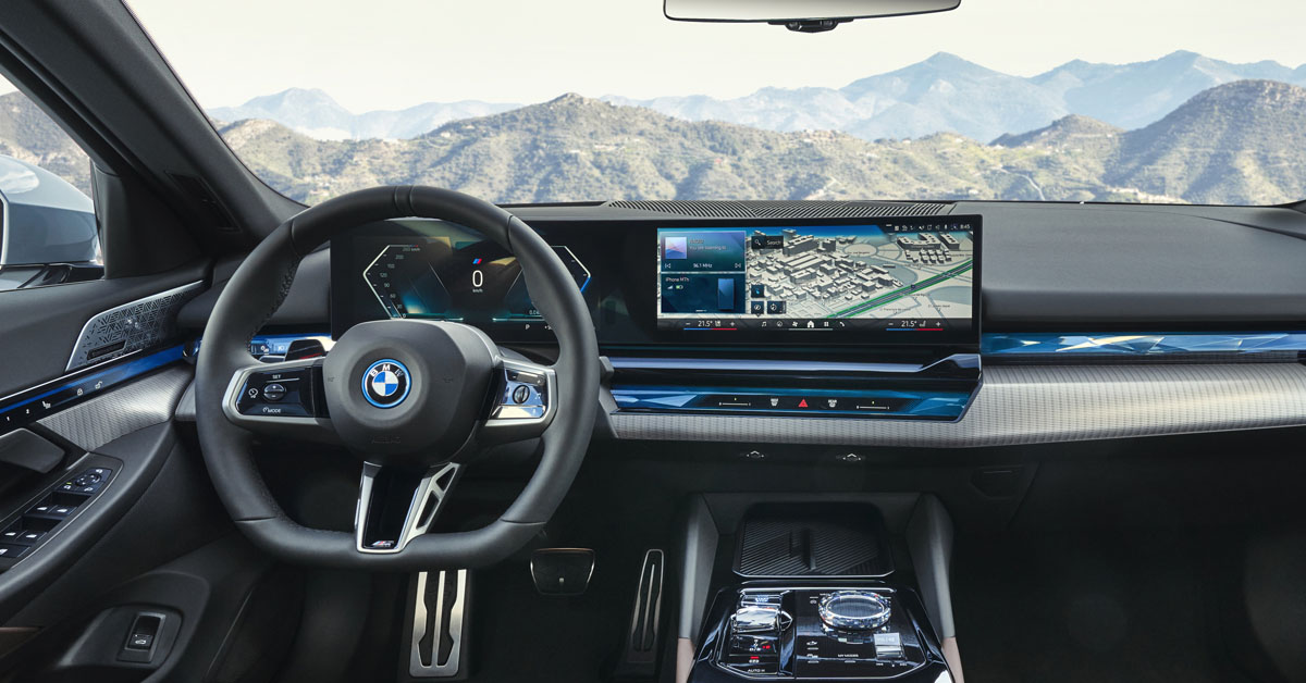 An image of the interior dashboard area of the all-new 2023 BMW 5 Series Saloon