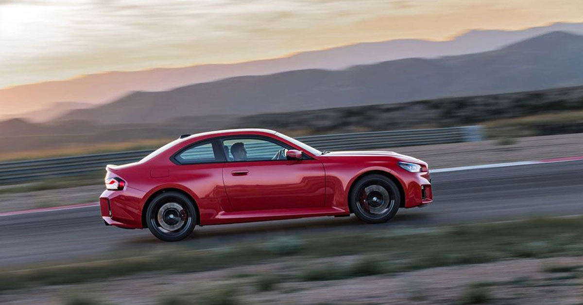 An image of the 2023 BMW M2 Coupe from the side