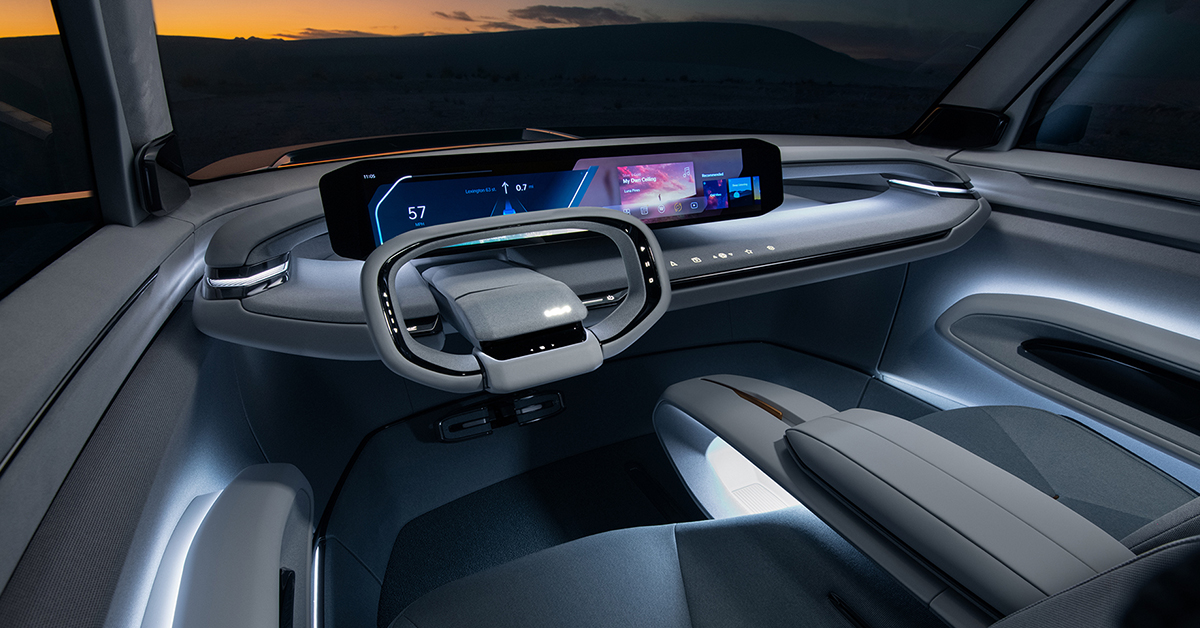 An image of the concept interior showing the futuristic designs that Kia have opted for within the EV9