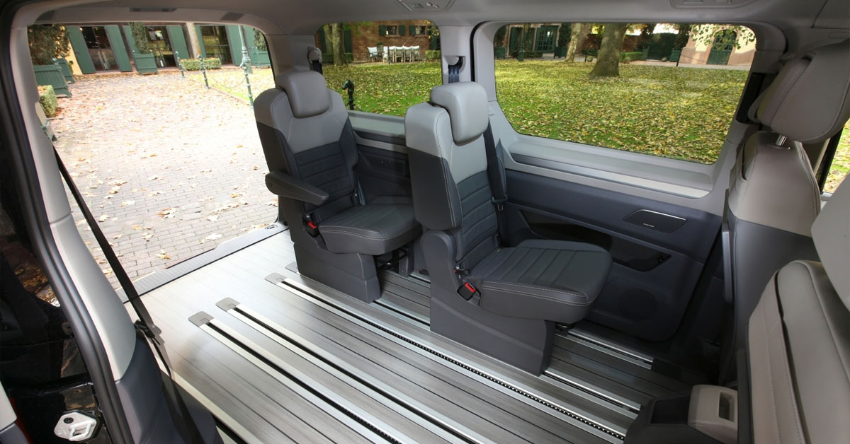 An image of the 2022 Volkswagen Multivan showing the entire space of the rear storage compartment