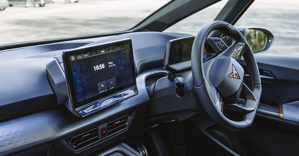 An image of the interior of a 2022 CUPRA Born hatchback EV