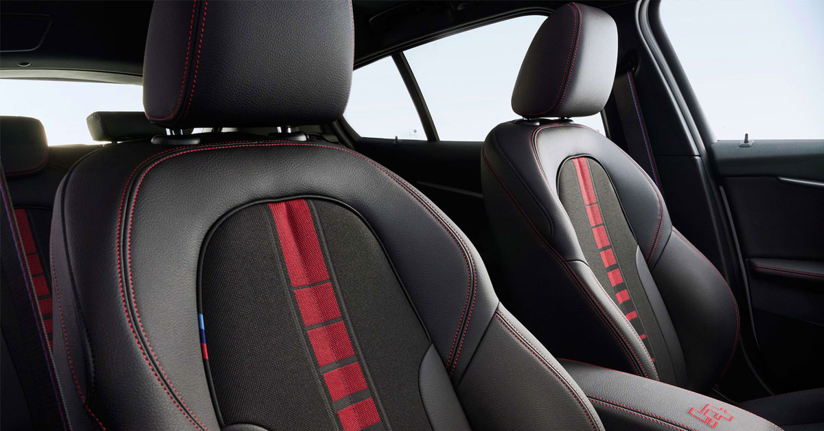 Shot of the front seats in the new 2021 BMW 128ti