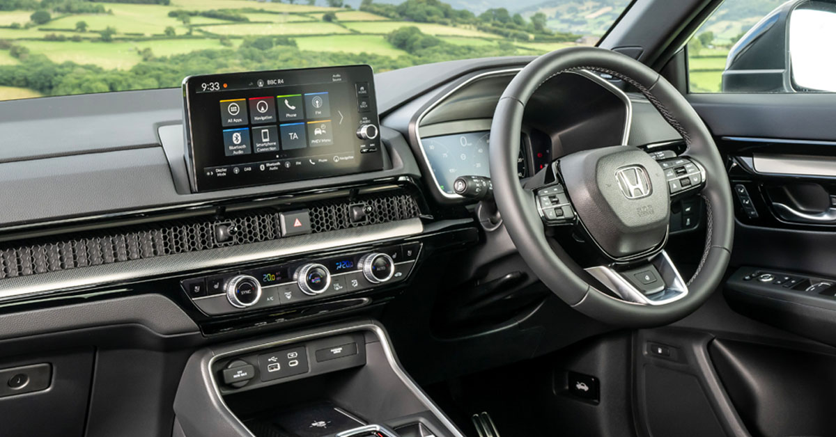 An image of the new 2023 Honda CR-V SUV showing the interior dashboard area