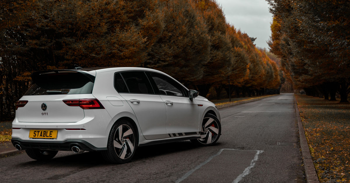 An image of a 2021 Volkswagen Golf GTI Clubsport Hatchback Mk8 in white available via car leasing