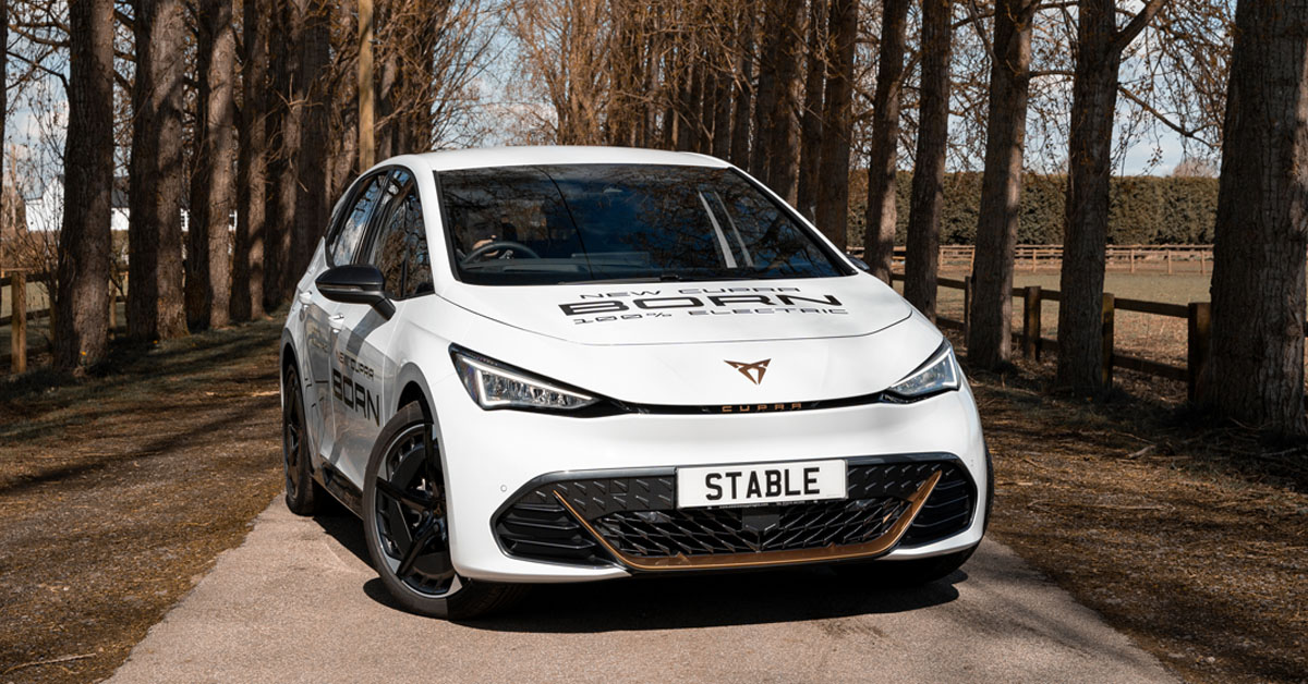 An image of a CUPRA Born Hatchback EV in White available via car leasing