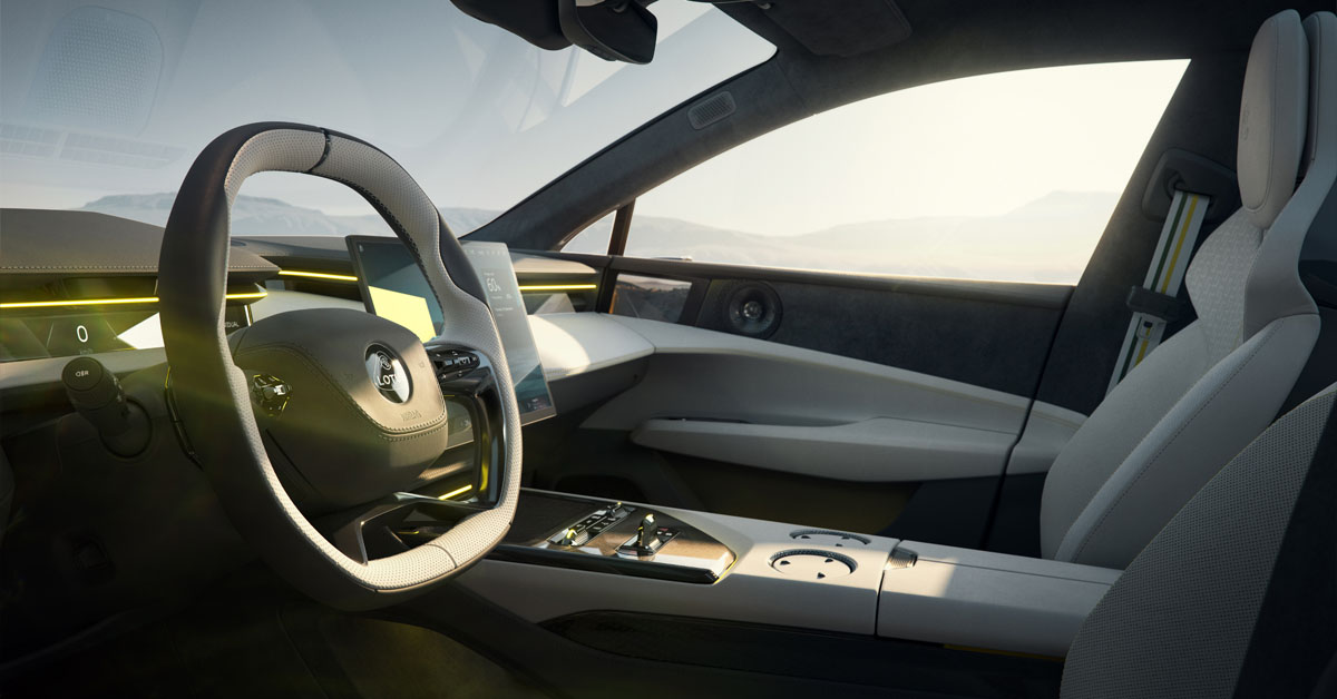 An image showing the interior dashboard area of the 2024 Lotus Emeya hyper electric grand tourer