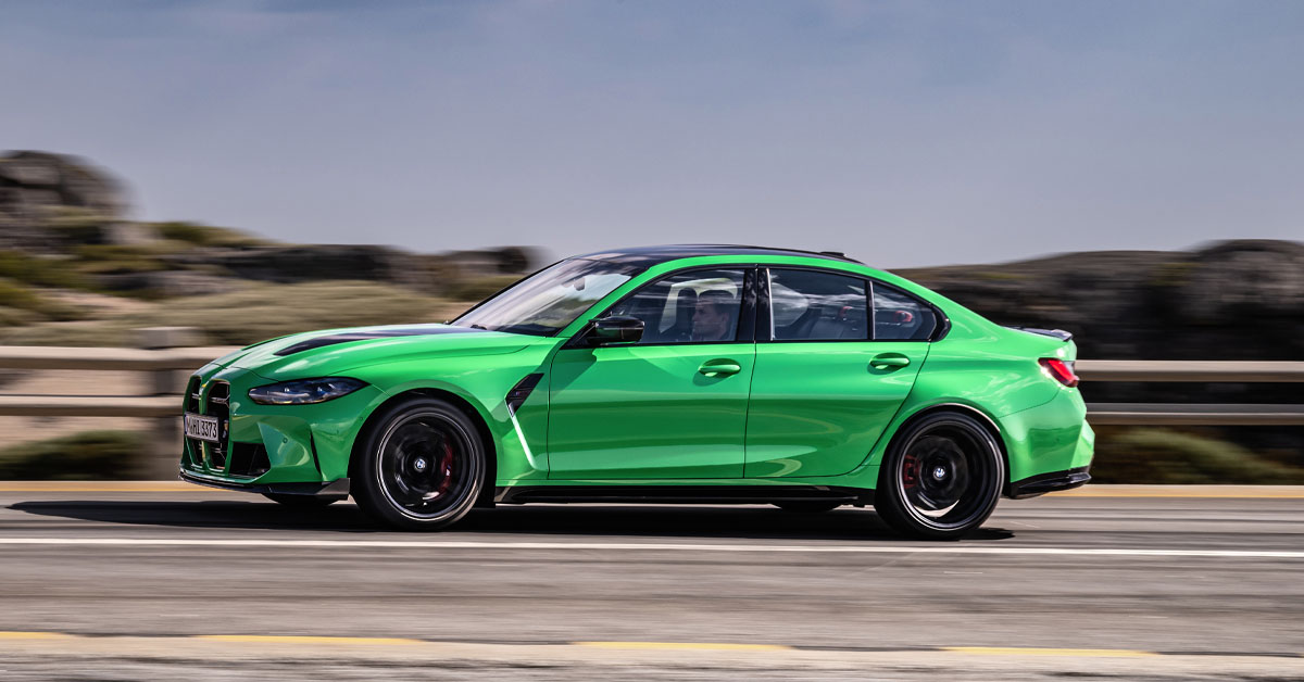 An image of the 2023 BMW M3 CS showing the side profile