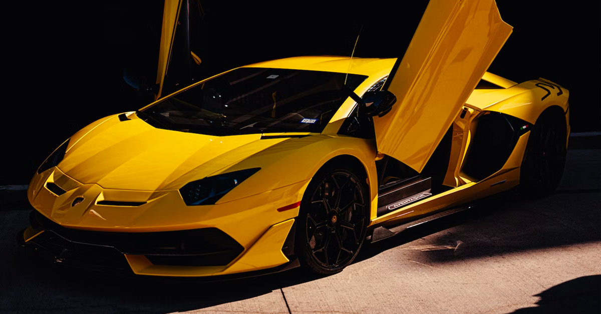 An image of a Lamborghini Aventador in golden paint