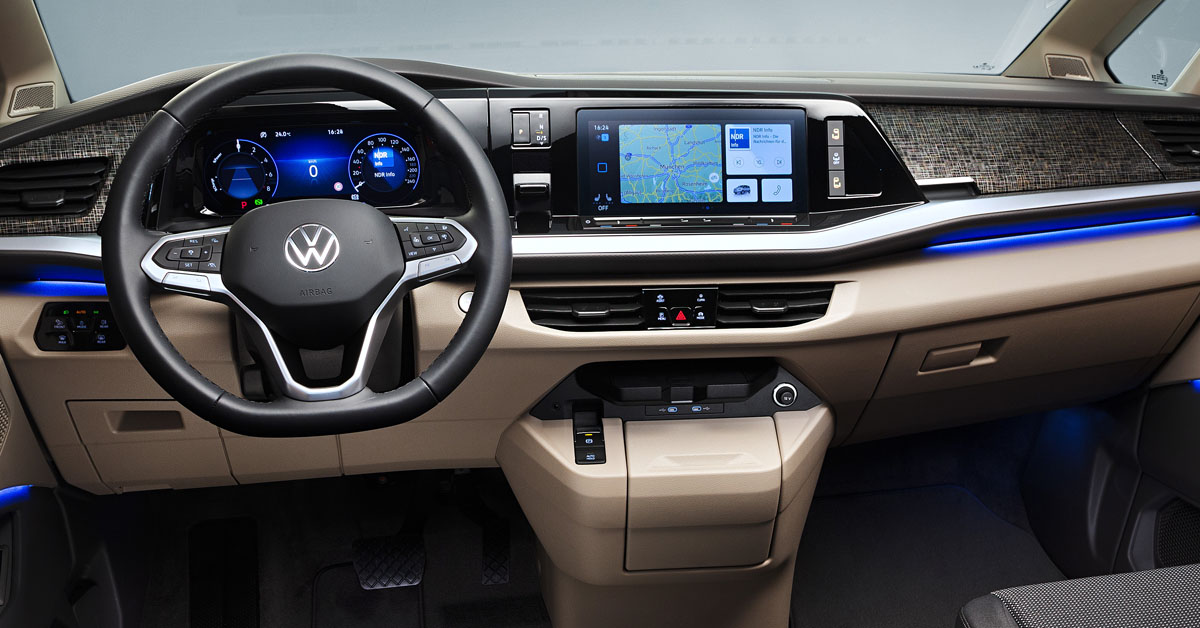 An image of the interior dashboard of the new Volkswagen Multivan