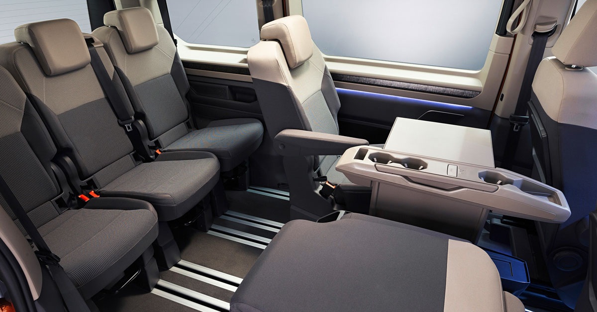 An image of the interior seating of the new Volkswagen Multivan