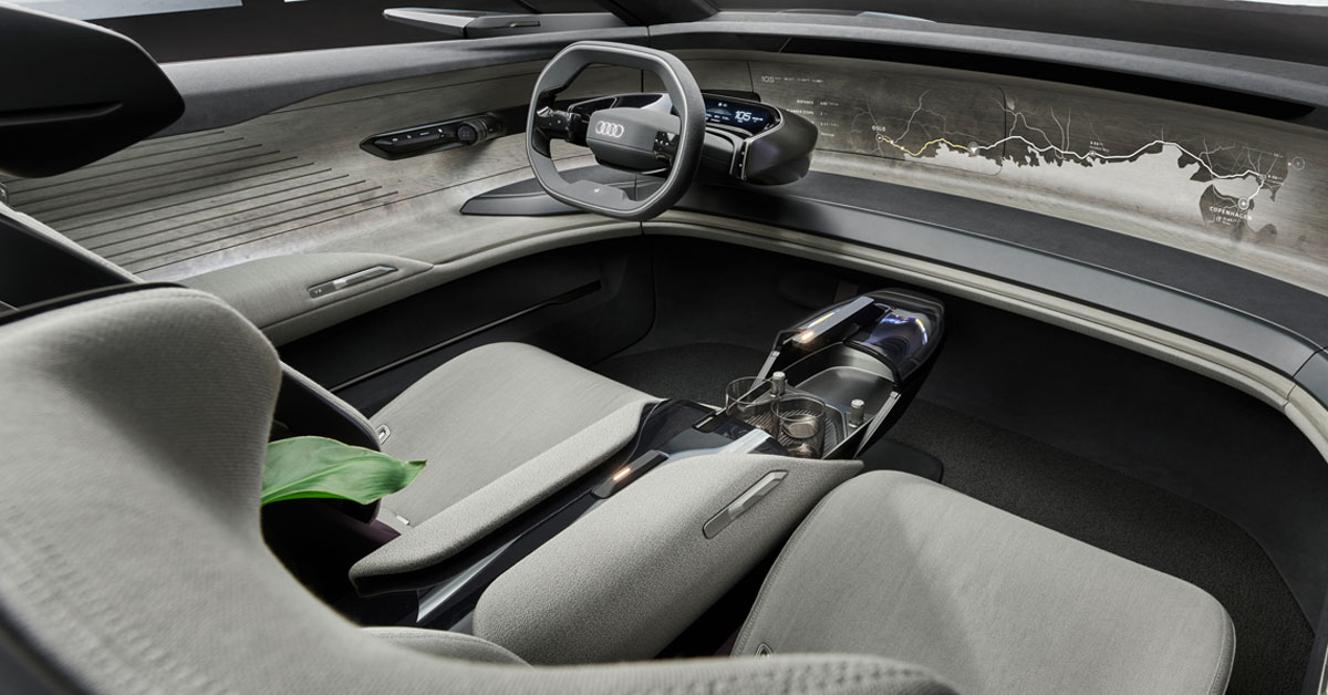 An image of the interior dashboard of the Audi Grand Sphere saloon concept car